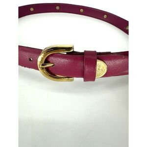 Arrivanto Leather Belt Womens Medium Magenta Gold Buckle Coin Medallions #9135